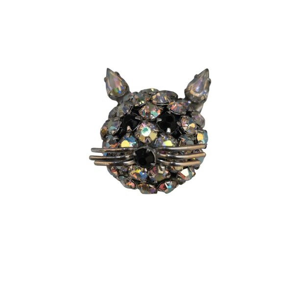 Vintage Signed Warner Cat Face Brooch (A7884) - Picture 1 of 5